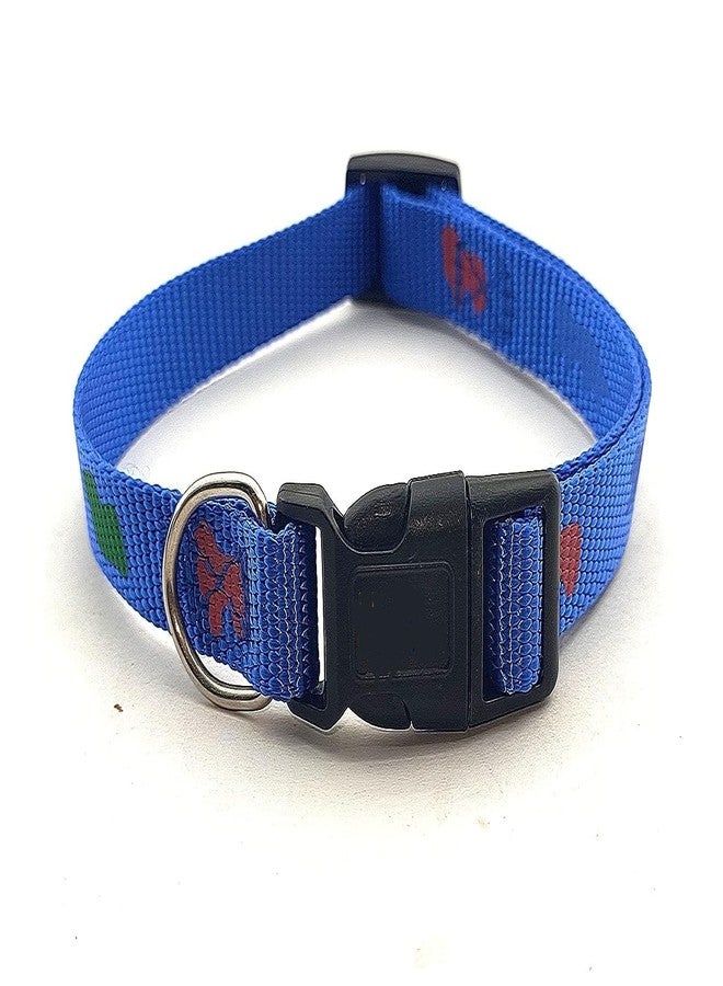 Pups&Pets Nylon Collar Leash Set Printed Adjustable & Durable Collar Leash Set 15 mm for All Small Breed Dog & Puppy 15 MM - Blue - Image 2